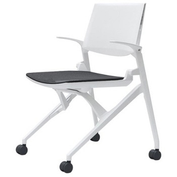 81M2WE F1C1 マルカ 4本脚 肘付 座メッシュ 背パッド無 ホワイトフレーム ホワイトシェル オカムラ(岡村製作所) 07091336