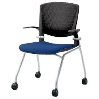 8142QA F3Z6 グラータ ネスティング 肘付  背パッド無 ブラックシェル シルバーフレーム ナイロン双輪 オカムラ(岡村製作所) 07091641