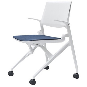 81M2WE F1C4 マルカ 4本脚 肘付 座メッシュ 背パッド無 ホワイトフレーム ホワイトシェル オカムラ(岡村製作所) 07093987