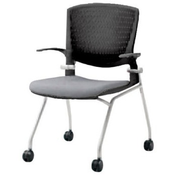 8142QA FBA3 グラータ ネスティング 肘付  背パッド無 ブラックシェル シルバーフレーム ナイロン双輪 オカムラ(岡村製作所) 07094161