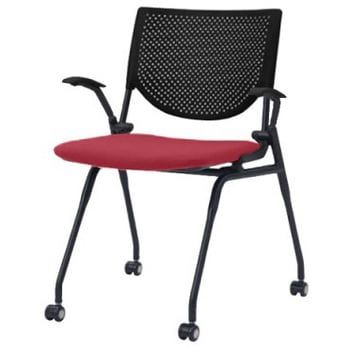 8140YA FSN1 プロスタック ネスティング 肘付 背パッド無 ブラックシェル ブラックフレーム ナイロン双輪 オカムラ(岡村製作所) 07095615