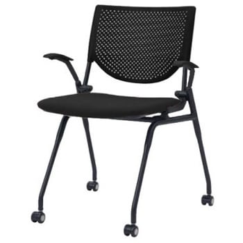 8140YA FXN1 プロスタック ネスティング 肘付 背パッド無 ブラックシェル ブラックフレーム ナイロン双輪 オカムラ(岡村製作所) 07095631