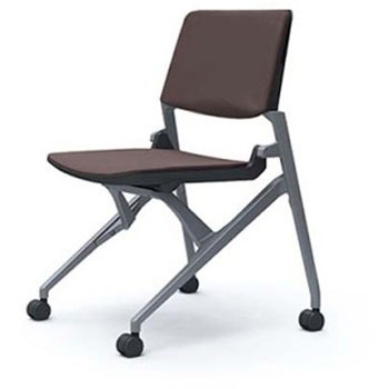 81M1JB FGE8 マルカ 4本脚 肘無 座クッション 背パッド付 シルバーフレーム ブラックシェル オカムラ(岡村製作所) 07096471