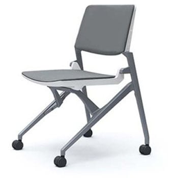 81M1LB FPE2 マルカ 4本脚 肘無 座クッション 背パッド付 シルバーフレーム ホワイトシェル オカムラ(岡村製作所) 07096507