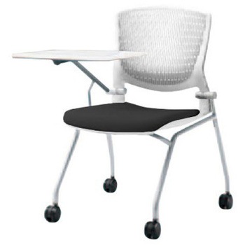 8142TT F3Z1 グラータ ネスティング 肘無 タブレット 背パッド無 ホワイトシェル シルバーフレーム ナイロン双輪 オカムラ(岡村製作所) 07097925