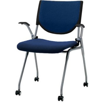 8140FA FXN2 プロスタック ネスティング 肘付 背パッド付 ブラックシェル シルバーフレーム ナイロン双輪 オカムラ(岡村製作所) 07098379