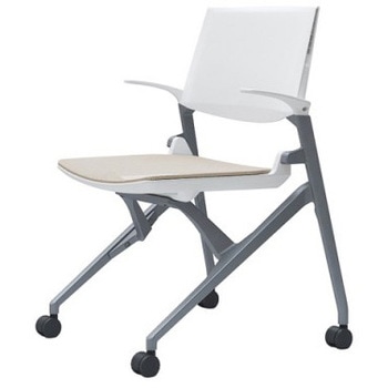 81M2LE F1C7 マルカ 4本脚 肘付 座メッシュ 背パッド無 シルバーフレーム ホワイトシェル オカムラ(岡村製作所) 07098860