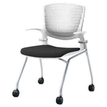 8142TA F3Z1 グラータ ネスティング 肘付  背パッド無 ホワイトシェル シルバーフレーム ナイロン双輪 オカムラ(岡村製作所) 07099070