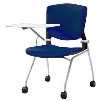 8142QU FEA4 グラータ ネスティング 肘無 タブレット 背パッド付 ブラックシェル シルバーフレーム ナイロン双輪 オカムラ(岡村製作所) 07100515