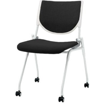 8140CZ FXN1 プロスタック ネスティング 肘無 背パッド付 ホワイトシェル ホワイトフレーム ナイロン双輪 オカムラ(岡村製作所) 07100610