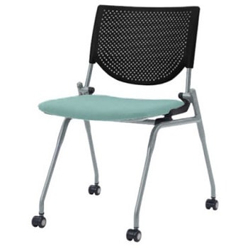 8140ZZ FXN4 プロスタック ネスティング 肘無 背パッド無 ブラックシェル シルバーフレーム ナイロン双輪 オカムラ(岡村製作所) 07100847