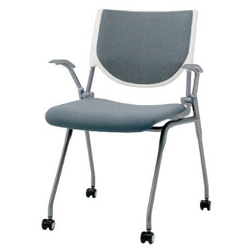 8140DA FSN5 プロスタック ネスティング 肘付 背パッド付 ホワイトシェル シルバーフレーム ナイロン双輪 オカムラ(岡村製作所) 07100960