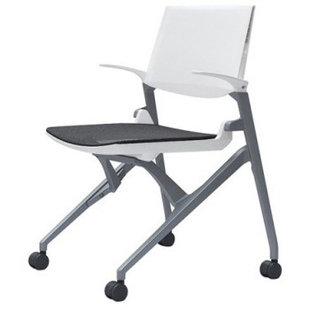 81M2LE F1C1 マルカ 4本脚 肘付 座メッシュ 背パッド無 シルバーフレーム ホワイトシェル オカムラ(岡村製作所) 07101608