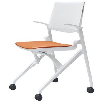 81M2WE F1D8 マルカ 4本脚 肘付 座メッシュ 背パッド無 ホワイトフレーム ホワイトシェル オカムラ(岡村製作所) 07101651