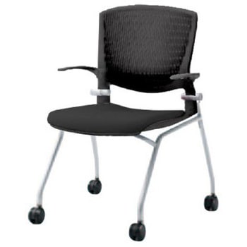 8142QA F3Z1 グラータ ネスティング 肘付  背パッド無 ブラックシェル シルバーフレーム ナイロン双輪 オカムラ(岡村製作所) 07101861