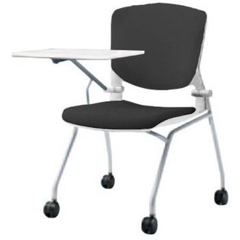 8142TU F3Z1 グラータ ネスティング 肘無 タブレット 背パッド付 ホワイトシェル シルバーフレーム ナイロン双輪 オカムラ(岡村製作所) 07102850