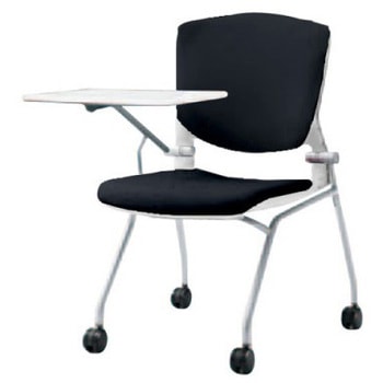 8142TU FBA1 グラータ ネスティング 肘無 タブレット 背パッド付 ホワイトシェル シルバーフレーム ナイロン双輪 オカムラ(岡村製作所) 07102877