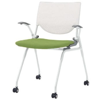 8140WA FXN3 プロスタック ネスティング 肘付 背パッド無 ホワイトシェル ホワイトフレーム ナイロン双輪 オカムラ(岡村製作所) 07102947