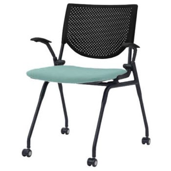 8140YA FXN4 プロスタック ネスティング 肘付 背パッド無 ブラックシェル ブラックフレーム ナイロン双輪 オカムラ(岡村製作所) 07102965