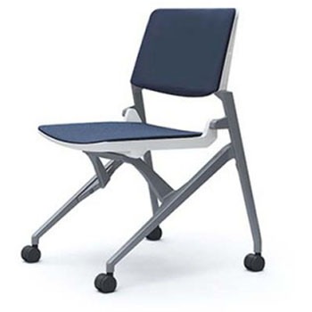 81M1LB FBA4 マルカ 4本脚 肘無 座クッション 背パッド付 シルバーフレーム ホワイトシェル オカムラ(岡村製作所) 07103918