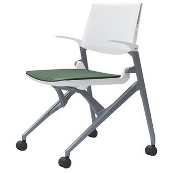 81M2LE F1D5 マルカ 4本脚 肘付 座メッシュ 背パッド無 シルバーフレーム ホワイトシェル オカムラ(岡村製作所) 07104006