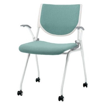 8140CA FXN4 プロスタック ネスティング 肘付 背パッド付 ホワイトシェル ホワイトフレーム ナイロン双輪 オカムラ(岡村製作所) 07105905