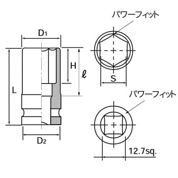 12.7sq. インパクトレンチ用整備ソケット(セミロング薄肉)