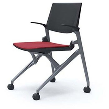 81M1JE FPE9 マルカ 4本脚 肘付 座クッション 背パッド無 シルバーフレーム ブラックシェル オカムラ(岡村製作所) 07106359