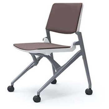 81M1LB FGE8 マルカ 4本脚 肘無 座クッション 背パッド付 シルバーフレーム ホワイトシェル オカムラ(岡村製作所) 07106368