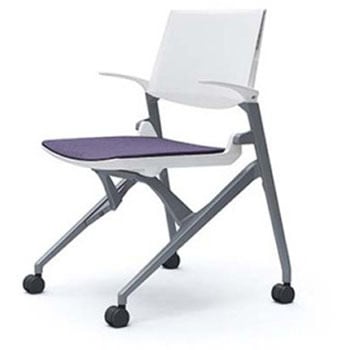 81M1LE FEA0 マルカ 4本脚 肘付 座クッション 背パッド無 シルバーフレーム ホワイトシェル オカムラ(岡村製作所) 07106395