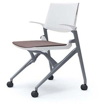 81M1LE FGE8 マルカ 4本脚 肘付 座クッション 背パッド無 シルバーフレーム ホワイトシェル オカムラ(岡村製作所) 07106411