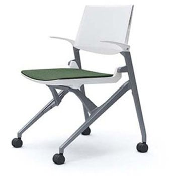 81M1LE FPE5 マルカ 4本脚 肘付 座クッション 背パッド無 シルバーフレーム ホワイトシェル オカムラ(岡村製作所) 07106420