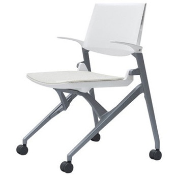 81M2LE F1C2 マルカ 4本脚 肘付 座メッシュ 背パッド無 シルバーフレーム ホワイトシェル オカムラ(岡村製作所) 07106535