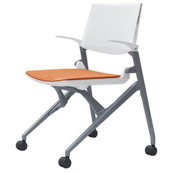 81M2LE F1D8 マルカ 4本脚 肘付 座メッシュ 背パッド無 シルバーフレーム ホワイトシェル オカムラ(岡村製作所) 07106560