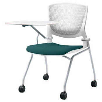 8142TT F3Z5 グラータ ネスティング 肘無 タブレット 背パッド無 ホワイトシェル シルバーフレーム ナイロン双輪 オカムラ(岡村製作所) 07107951