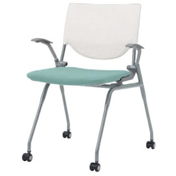 8140XA FXN4 プロスタック ネスティング 肘付 背パッド無 ホワイトシェル シルバーフレーム ナイロン双輪 オカムラ(岡村製作所) 07108109