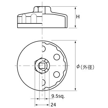 AVSA-B76 カップ型オイルフィルタレンチ 1個 KTC 【通販モノタロウ】