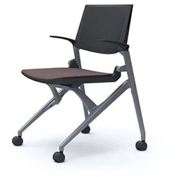 81M1JE FGE8 マルカ 4本脚 肘付 座クッション 背パッド無 シルバーフレーム ブラックシェル オカムラ(岡村製作所) 07108958