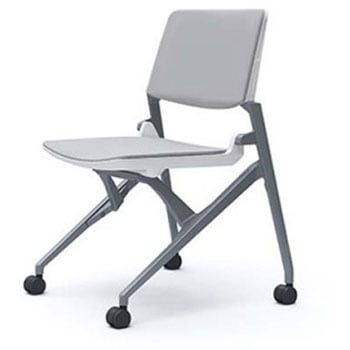 81M1LB FBA3 マルカ 4本脚 肘無 座クッション 背パッド付 シルバーフレーム ホワイトシェル オカムラ(岡村製作所) 07108967