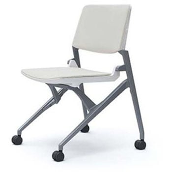 81M1LB FEA3 マルカ 4本脚 肘無 座クッション 背パッド付 シルバーフレーム ホワイトシェル オカムラ(岡村製作所) 07108976