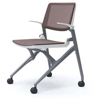 81M1LG F1G8 マルカ 4本脚 肘付 座クッション 背メッシュ シルバーフレーム ホワイトシェル オカムラ(岡村製作所) 07109195