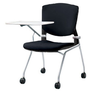 8142QU FBA1 グラータ ネスティング 肘無 タブレット 背パッド付 ブラックシェル シルバーフレーム ナイロン双輪 オカムラ(岡村製作所) 07110550