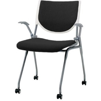 8140DA FXN1 プロスタック ネスティング 肘付 背パッド付 ホワイトシェル シルバーフレーム ナイロン双輪 オカムラ(岡村製作所) 07111006