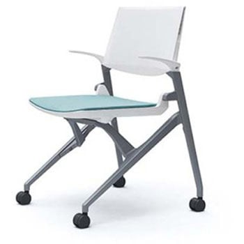 81M1LE FPE6 マルカ 4本脚 肘付 座クッション 背パッド無 シルバーフレーム ホワイトシェル オカムラ(岡村製作所) 07111609