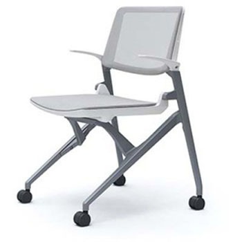 81M1LG F1G3 マルカ 4本脚 肘付 座クッション 背メッシュ シルバーフレーム ホワイトシェル オカムラ(岡村製作所) 07111697