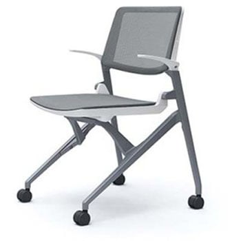 81M1LG F1H2 マルカ 4本脚 肘付 座クッション 背メッシュ シルバーフレーム ホワイトシェル オカムラ(岡村製作所) 07111706