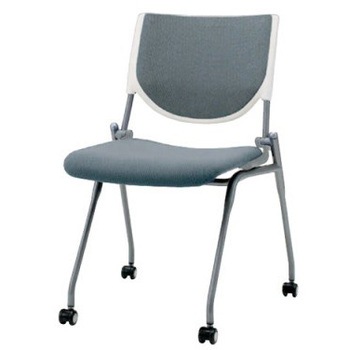 8140DZ FSN5 プロスタック ネスティング 肘無 背パッド付 ホワイトシェル シルバーフレーム ナイロン双輪 オカムラ(岡村製作所) 07113115