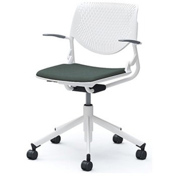 81S2AU FXW5 ルナ 5本脚チェア 肘付  背パッド無 ホワイトシェル ホワイトフレーム ナイロン双輪 オカムラ(岡村製作所) 07114497