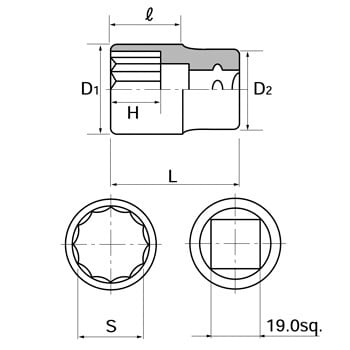 B40-52 19.0sq.ソケット 1個 KTC 【通販サイトMonotaRO】