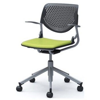 81S2CE PD32 ルナ 5本脚チェア 肘付  背パッド無 ブラックシェル シルバーフレーム ナイロン双輪 オカムラ(岡村製作所) 07119659